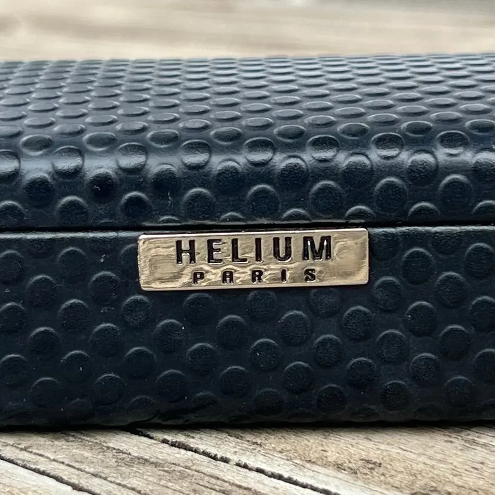 Helium Paris Black Textured Eyeglass Sunglasses Hard Shell Case Clamshell Spring